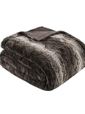 Madison Park Zuri Soft Plush Luxury Oversized Faux Fur Throw Animal Stripes